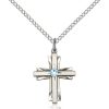 Cross Pendant - March Birthstone - Sterling Silver #88317