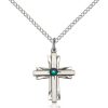 Cross Pendant - May Birthstone - Sterling Silver #88319