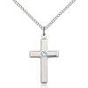 Cross Pendant - March Birthstone - Sterling Silver #88545