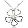 Five Pedal Flower Pendant - April Birthstone - Sterling Silver #88894