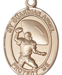 Angel Football Medal Large - 14kt Gold