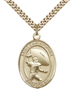Gold Filled St. Christopher/Football Pendant