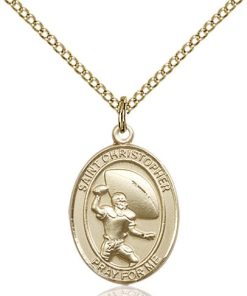 Gold Filled St. Christopher/Football Pendant