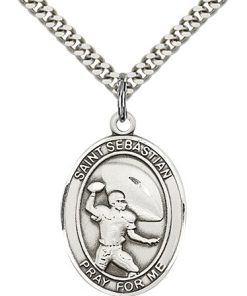 Sterling Silver St. Sebastian/Football Pendant