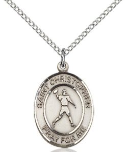 Sterling Silver St. Christopher/Football Pendant