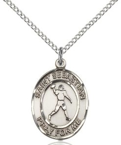 Sterling Silver St. Sebastian/Football Pendant