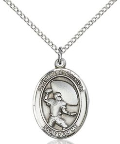 Sterling Silver St. Christopher/Football Pendant