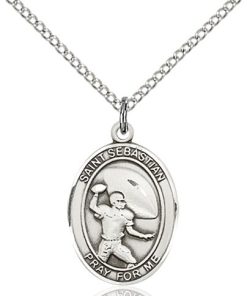 Sterling Silver St. Sebastian/Football Pendant