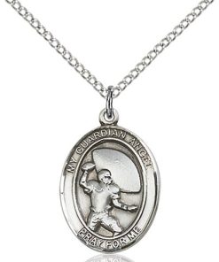 Sterling Silver Guardian Angel/Football Pendant