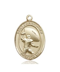 14kt Gold St. Christopher/Football Medal