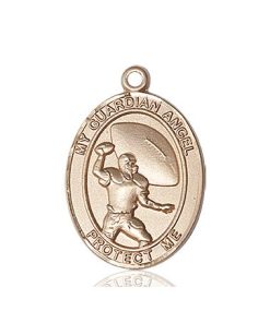 14kt Gold Guardian Angel/Football Medal
