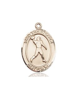 14 KT Gold St. Christopher/Football Medal