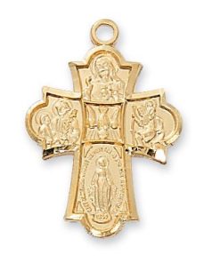 Four Way Medal in Gold Plated Sterling Silver