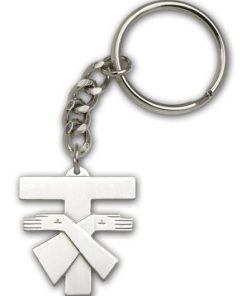 Antique Silver Franciscan Cross Keychain