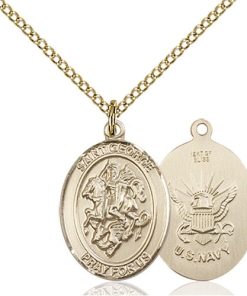 14kt Gold Filled St. George - Navy Pendant