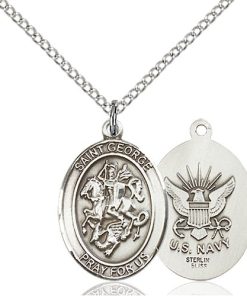 Sterling Silver St. George - Navy Pendant