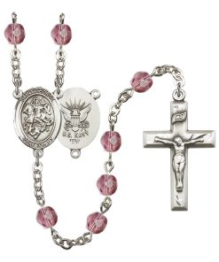 St George-Navy Rosary - Amethyst Beads (#R15966)