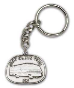 Antique Silver God Bless This Rv Keychain