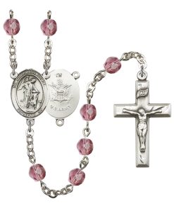 Guardian Angel-Army Rosary - Amethyst Beads (#R16710)