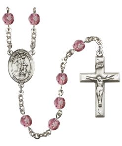 Guardian Angel with Child Rosary - Amethyst Beads