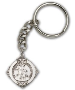 Antique Silver Guardian Angel Keychain