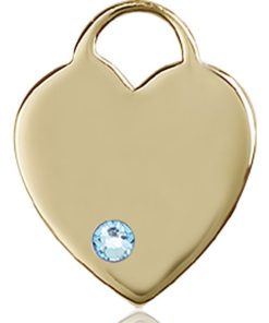 Heart Medal - March Birthstone - 14 KT Gold #88642