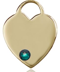 Heart Medal - May Birthstone - 14 KT Gold #88758