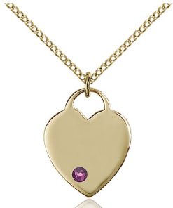 Heart Pendant - February Birthstone - Gold Filled #88628