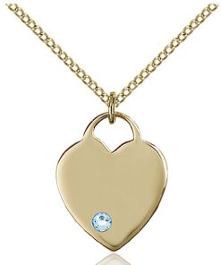 Heart Pendant - March Birthstone - Gold Filled #88629