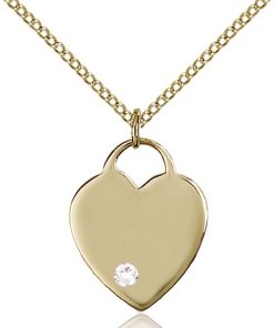 Heart Pendant - April Birthstone - Gold Filled #88630