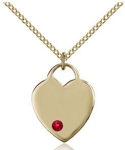 Heart Pendant - July Birthstone - Gold Filled #88633
