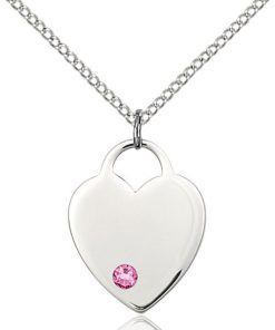 Heart Pendant - October Birthstone - Sterling Silver #88651