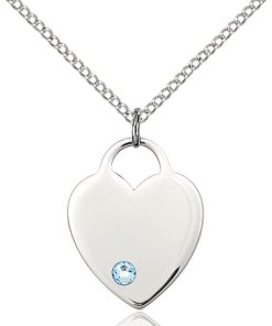 Heart Pendant - March Birthstone - Sterling Silver #88655