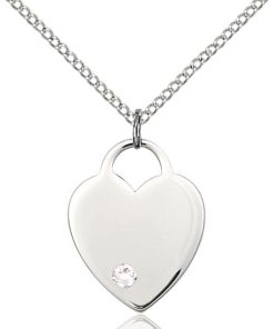 Heart Pendant - April Birthstone - Sterling Silver #88656
