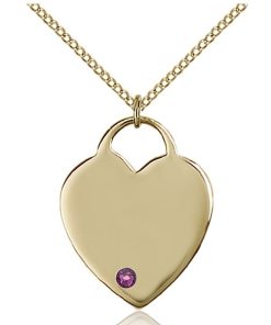 Heart Pendant - February Birthstone - Gold Filled #88703