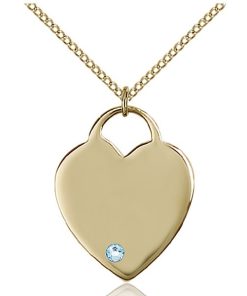 Heart Pendant - March Birthstone - Gold Filled #88704
