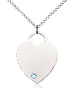 Heart Pendant - March Birthstone - Sterling Silver #88730
