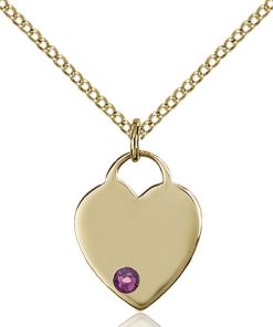 Heart Pendant - February Birthstone - Gold Filled #88742