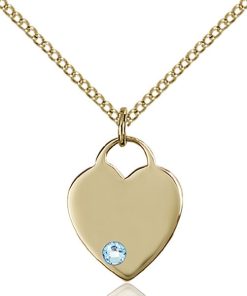 Heart Pendant - March Birthstone - Gold Filled #88743
