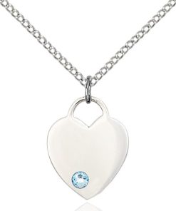 Heart Pendant - March Birthstone - Sterling Silver #88769
