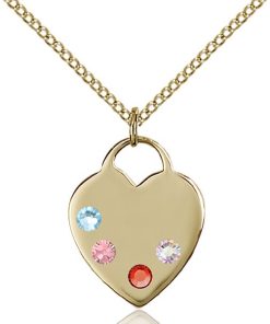 Heart Pendant - Multi-Colored Birthstone - Gold Filled #88636
