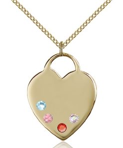 Heart Pendant - Multi-Colored Birthstone - Gold Filled #88711