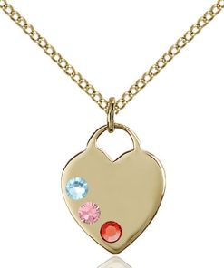 Heart Pendant - Multi-Colored Birthstone - Gold Filled #88750