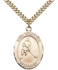 Gold Filled St. Sebastian/Ice Hockey Pendant