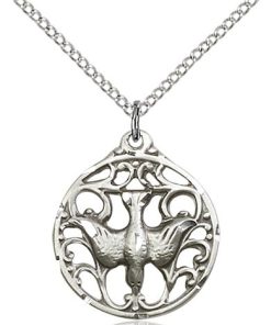 Holy Spirit Medal Silver Filligree
