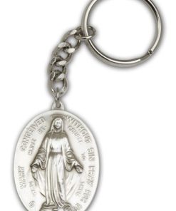 Antique Silver Immaculate Conception Keychain