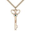 Key - Double Hearts Pendant - May Birthstone - Gold Filled #89594