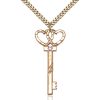 Key - Double Hearts Pendant - June Birthstone - Gold Filled #89595
