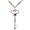 Key - Double Hearts Pendant - January Birthstone - Sterling Silver #89611