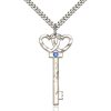 Key - Double Hearts Pendant - September Birthstone - Sterling Silver #89622